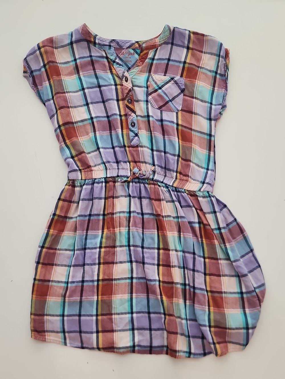 Cat And Jack Plaid Flannel Dress Purple Large 10 12